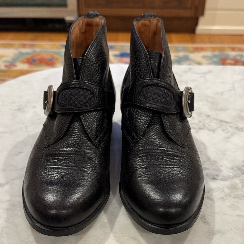 Ariat Black Leather Ankle Boots with Buckle